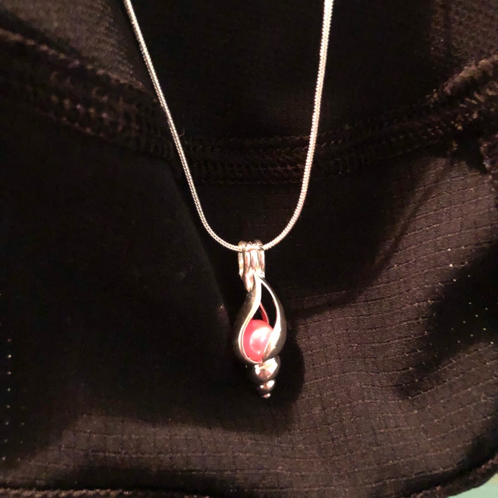 Pink caged pearl necklace